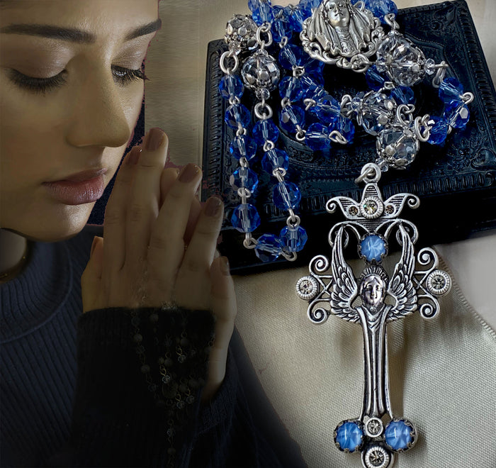 Our Lady of Lourdes Angel Rosary  N1169