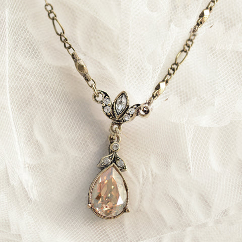 Vintage Crystal Pear Lavaliere Necklace by Sweet Romance – Sweet