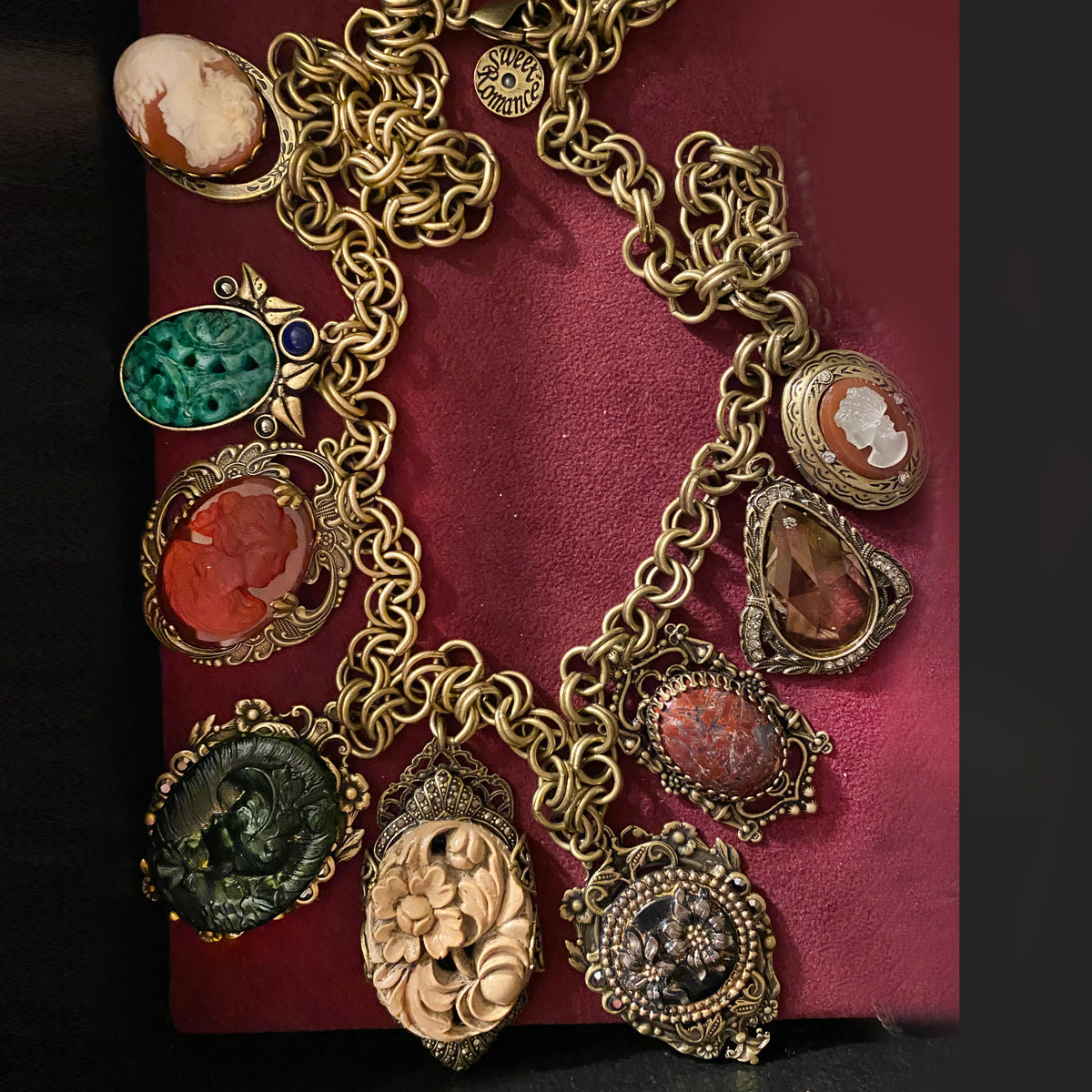 Antique Elements and Cameo Charm Necklace