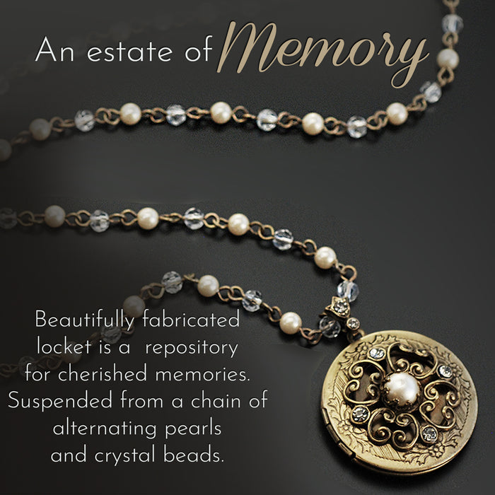 Pearl & Crystal Bronze Locket N1573