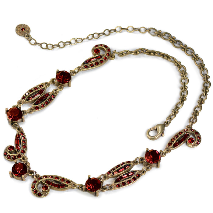 Garnet Red Art Deco Crystal Necklace Cafe Society N1616-GA