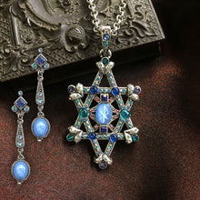 Load image into Gallery viewer, Art Deco Blue Vintage Glass Earrings E370