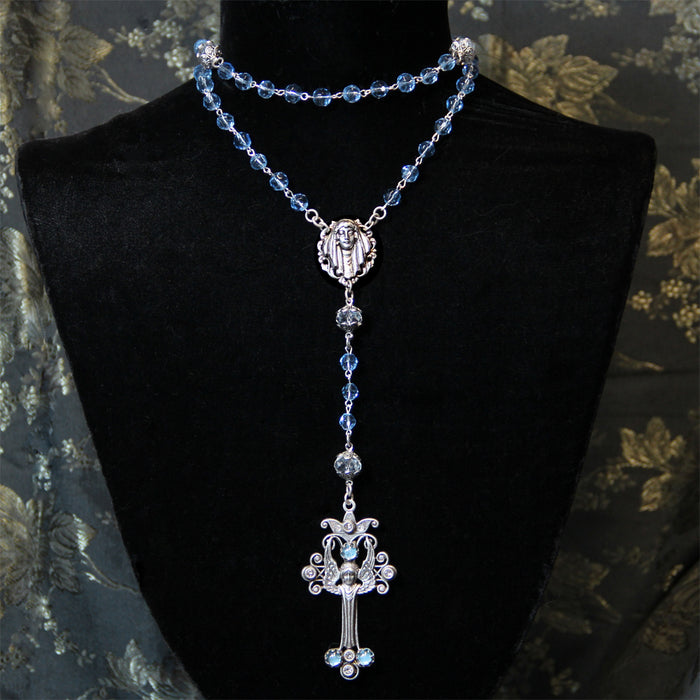 Angel Rosary Rose Pink and Crystal Beads N1169-PK