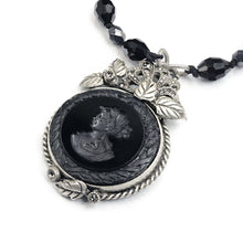 Load image into Gallery viewer, Blue Intaglio Black Cameo Beaded Necklace N1281