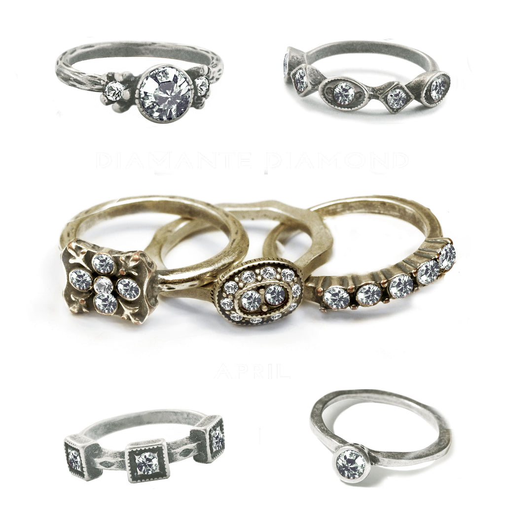 April Rings Stackable April Birthstone Rings - Diamond – Sweet Romance Jewelry