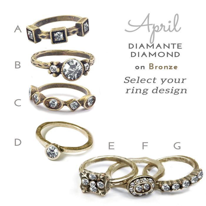 Stackable April Birthstone Rings - Diamond