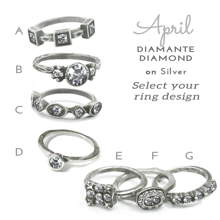 Stackable April Birthstone Rings - Diamond