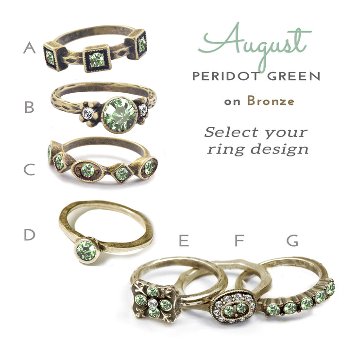 Stackable August Birthstone Ring - Peridot Green