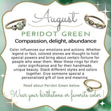 Load image into Gallery viewer, Stackable August Birthstone Ring - Peridot Green