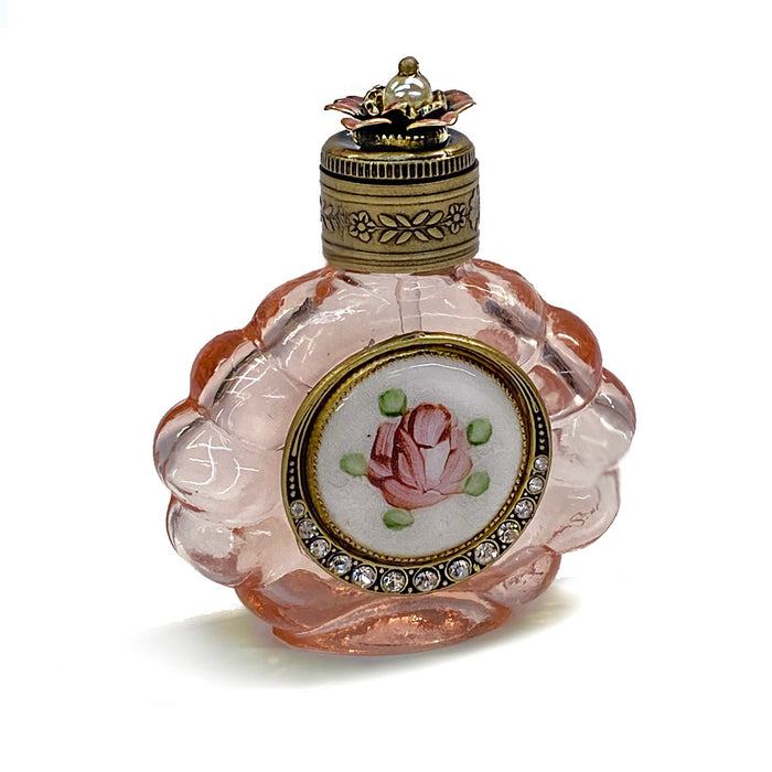 Cloisonne Enamel Rose Vintage Mini Perfume Bottle