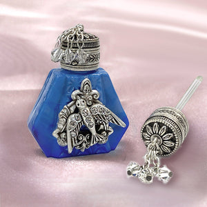 Cobalt Blue Celestial Vintage Mini Perfume Bottle