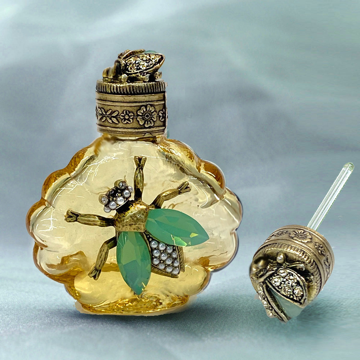 Vintage Mini Perfume Bottle Bee & Ladybug