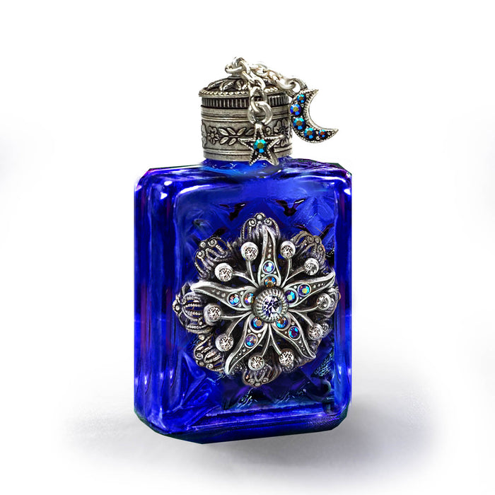 Cobalt Blue Celestial Vintage Mini Perfume Bottle