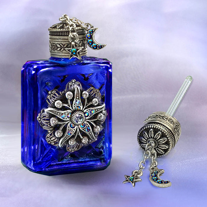 Cobalt Blue Celestial Vintage Mini Perfume Bottle