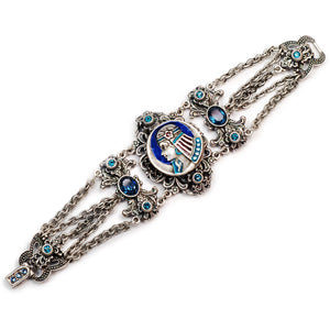 Art Deco Egyptian Goddess Vintage Silver Bracelet