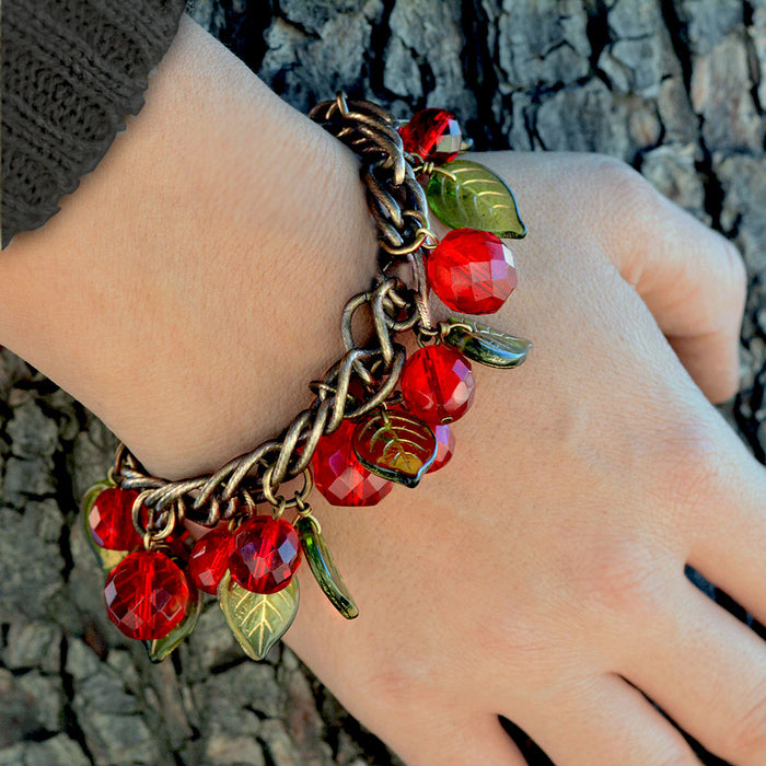 Retro Glass Cherries Statement Bracelet