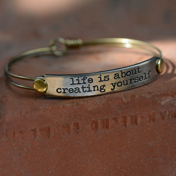 Life is about creating yourself Inspirational Message Bracelet BR410