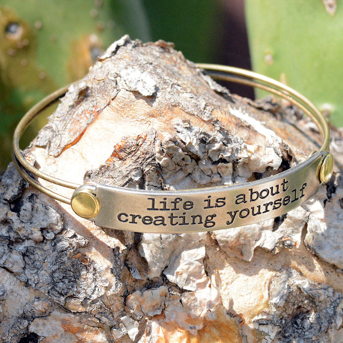 Life is about creating yourself Inspirational Message Bracelet BR410