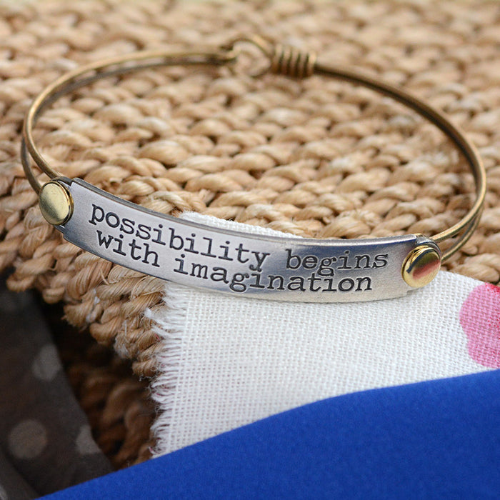 Possibility begins with imagination Inspirational Message Bracelet BR415