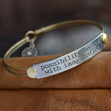Load image into Gallery viewer, Possibility begins with imagination Inspirational Message Bracelet BR415