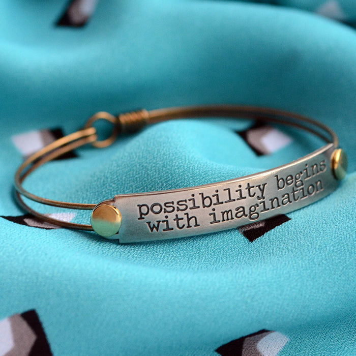 Possibility begins with imagination Inspirational Message Bracelet BR415