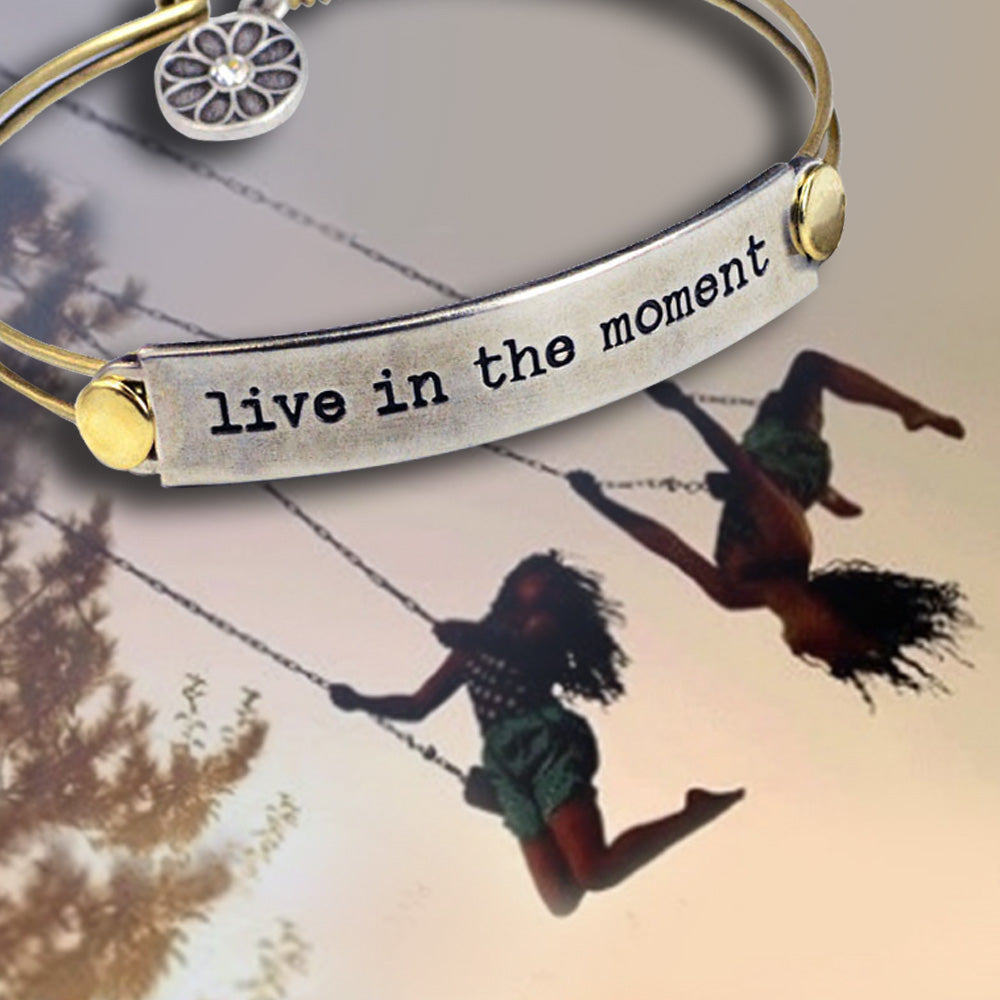 Live in the moment Inspirational Message Bracelet BR416