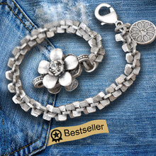 Load image into Gallery viewer, Silver Retro Serenity Flower Bracelet BR452