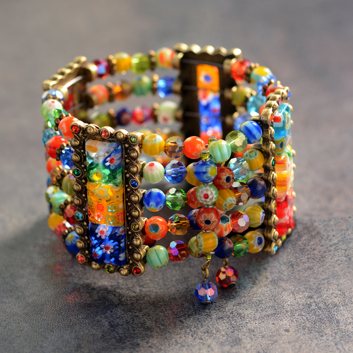 Millefiori Glass Candy Tango Cuff Bracelet