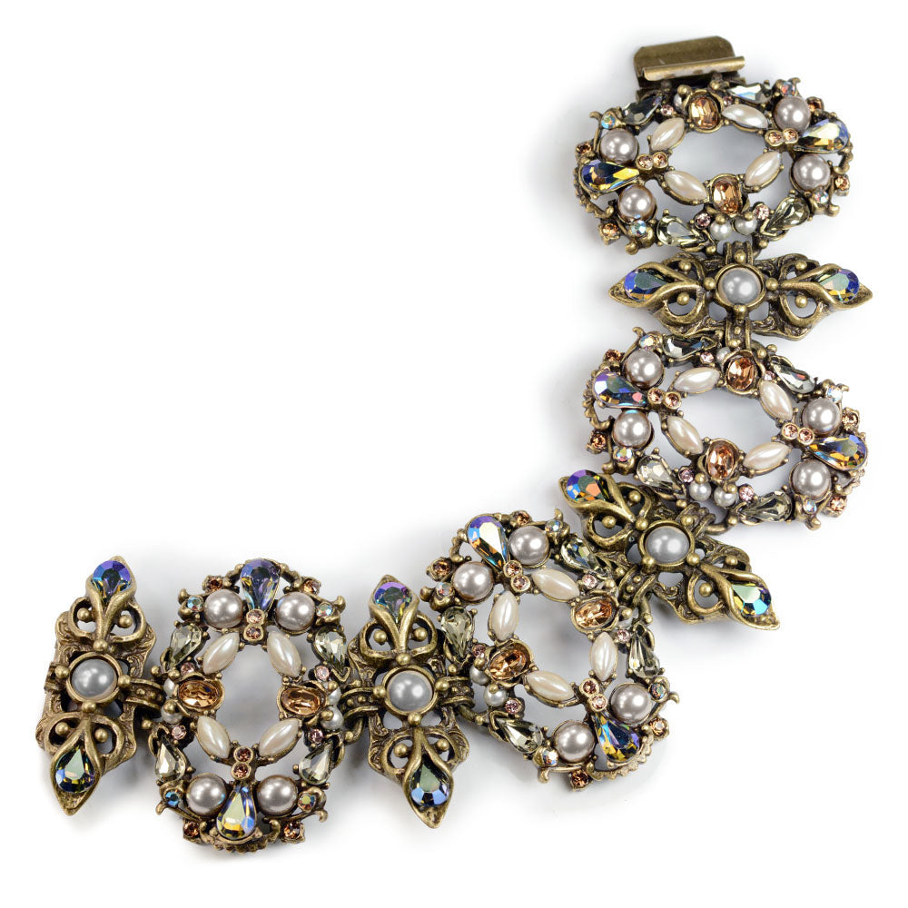 Encrusted Jewels & Pearls Bracelet