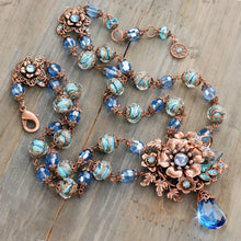 Load image into Gallery viewer, Blue and Copper Floral Necklace  N5985