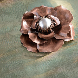 Copper Rose Brooch Pin