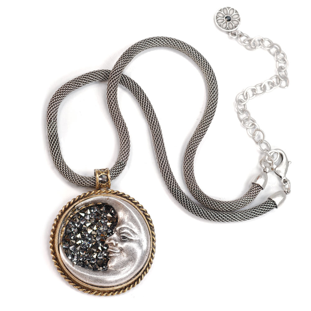 Crescent Silver Moon Necklace by Sweet Romance   N1282