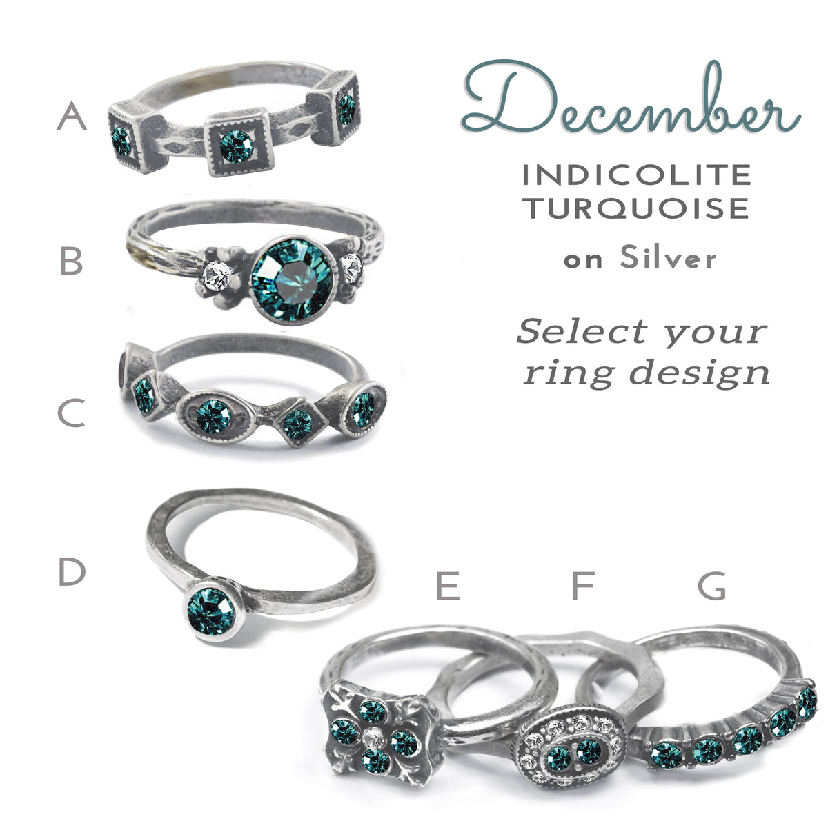 Stackable December Birthstone Ring - Indicolite Turquoise