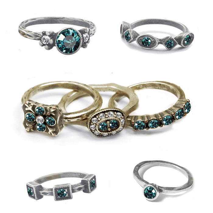 Stackable December Birthstone Ring - Indicolite Turquoise