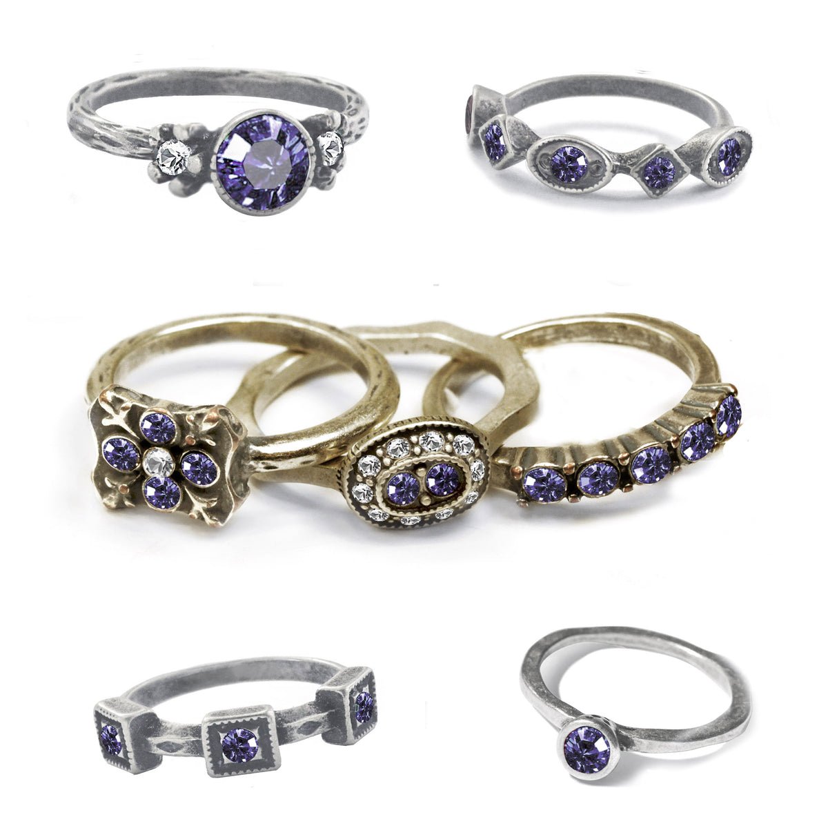 Stackable December Birthstone Ring - Tanzanite Blue