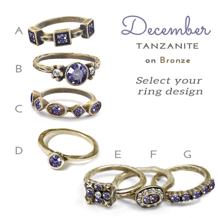 Stackable December Birthstone Ring - Tanzanite Blue