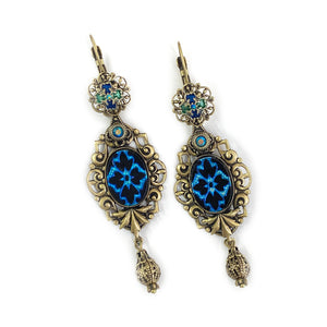 Peacock Vintage Glass Earrings E1038