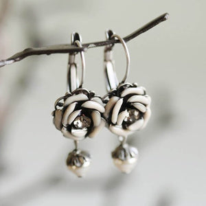Ivory Tea Rose Earrings