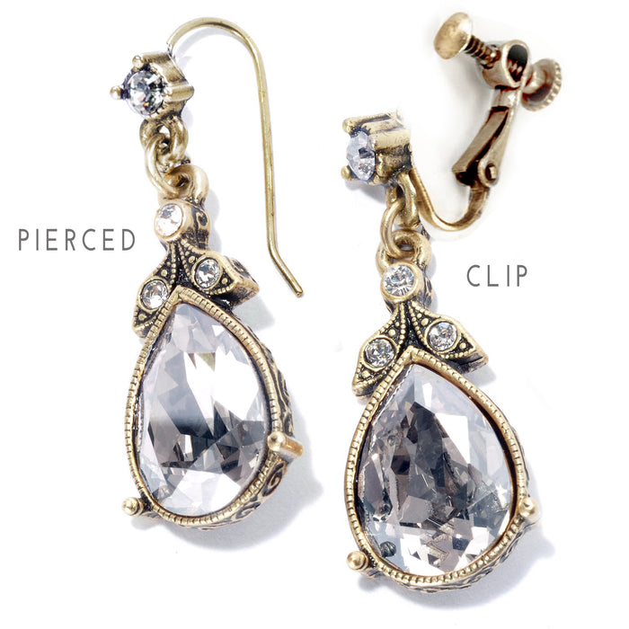 Faceted Crystal Victorian Teardrop Earrings  E1180