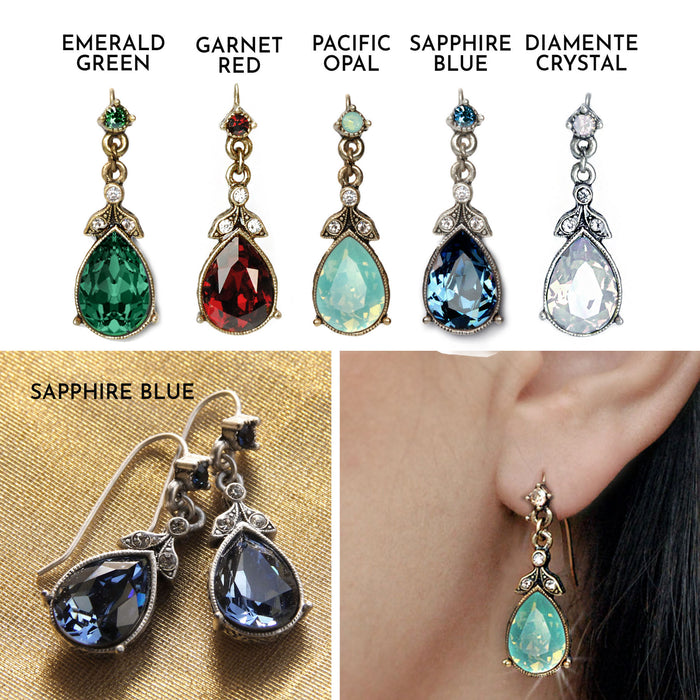 Faceted Crystal Victorian Teardrop Earrings  E1180