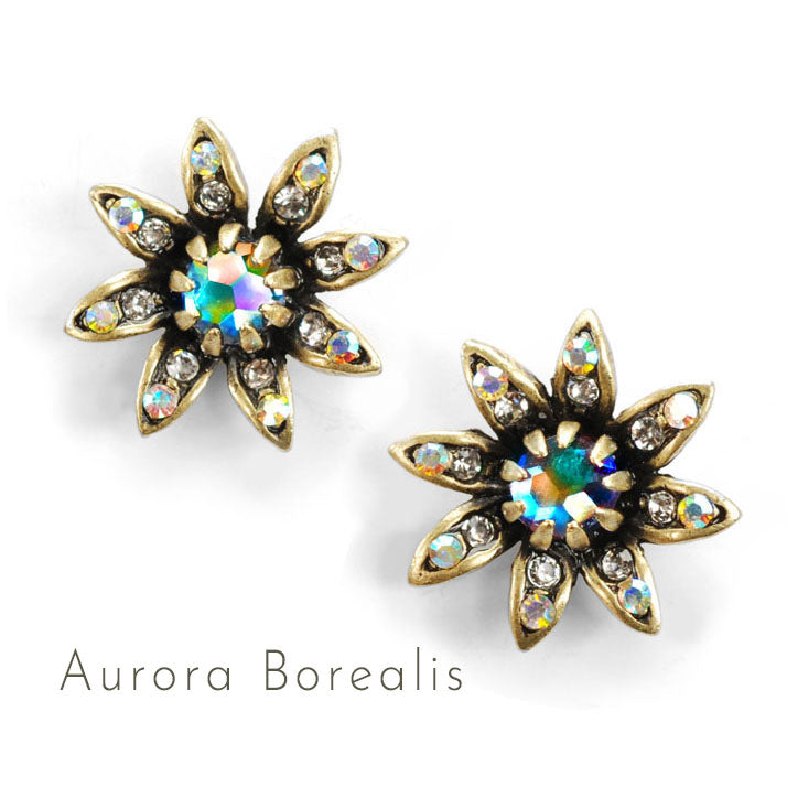 Aurora Borealis Retro Daisy Flower Earrings E1316