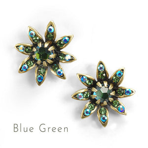 Blue Daisy Mod Vintage Flower Earrings E1316