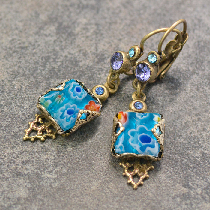 Millefiori Vintage Square Earrings E1382