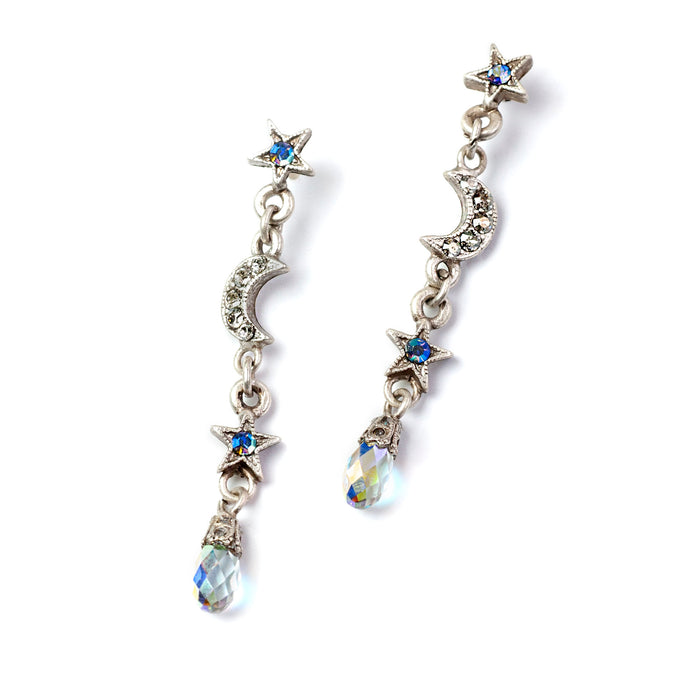 Dangling Moon & Star Earrings E1494 - sweetromanceonlinejewelry