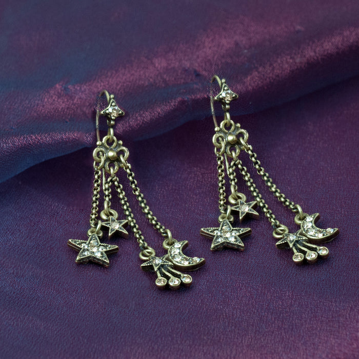 Moon & Star Delicate Tassel Earrings E1500 - sweetromanceonlinejewelry