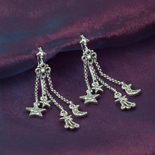 Load image into Gallery viewer, Moon &amp; Star Delicate Tassel Earrings E1500 - sweetromanceonlinejewelry
