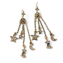 Load image into Gallery viewer, Moon &amp; Star Delicate Tassel Earrings E1500 - sweetromanceonlinejewelry