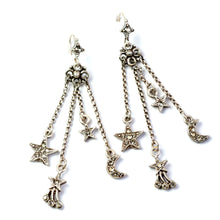 Load image into Gallery viewer, Moon &amp; Star Delicate Tassel Earrings E1500 - sweetromanceonlinejewelry