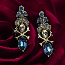 Load image into Gallery viewer, Elvira&#39;s Skull and Roses Earrings EL_E1517 - sweetromanceonlinejewelry