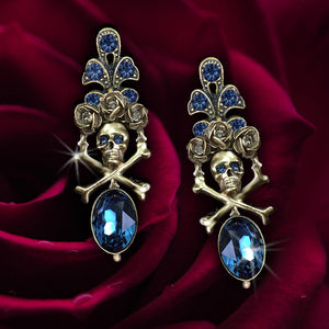 Elvira's Skull and Roses Earrings EL_E1517 - sweetromanceonlinejewelry